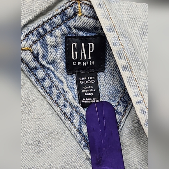GAP Blue Denim Overalls Adjustable Straps Size 12-18 Months - Picture 3 of 3